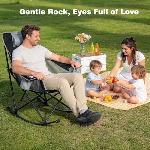 SUNNYFEEL 2 Pack Rocking Camping Chair with Headrest, Heavy Duty 500LBS
