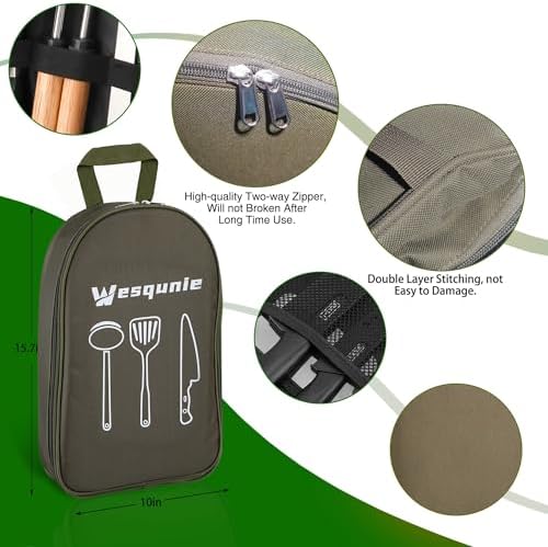 Wesqunie Silicone Cooking Utensils Set, Cookware Set for Outdoor Camping
