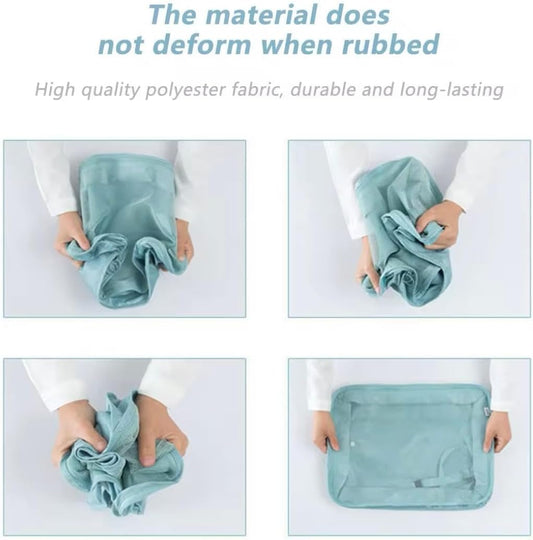 9 Set Packing Cubes for Suitcases, Aydicon Travel Luggage Packing Organizers with Laundry, Toiletry Bag, Compression Storage Shoe Bag, Toothbrush Case, Travel Essentials (Light Blue)