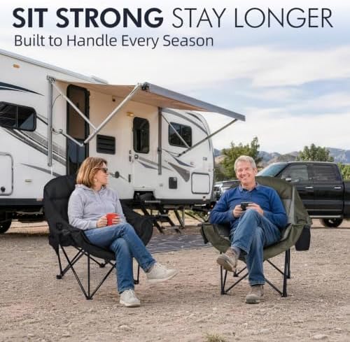 Oversized Camping Chair for Adults 2 Pack - Heavy Duty Outdoor Padded Chair