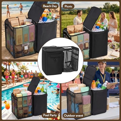 2-in-1 Cooler Organizer Insert for Bogg Bag Original/X-Large, PEVA 6H Insulated Storage Inner with Mesh Bag, Dry-Wet Separate for Camping, Beach, Picnic, Road Trips