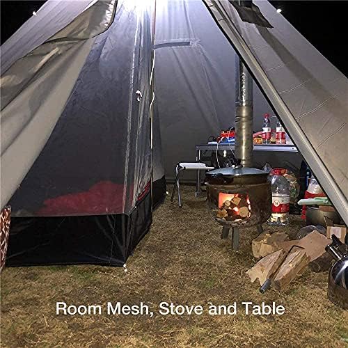 4 Persons 5lb Lightweight Tipi Hot Tents with Stove Jack, 7'3" Standing Room, Teepee Tent for Hunting Family Team Backpacking Camping Hiking
