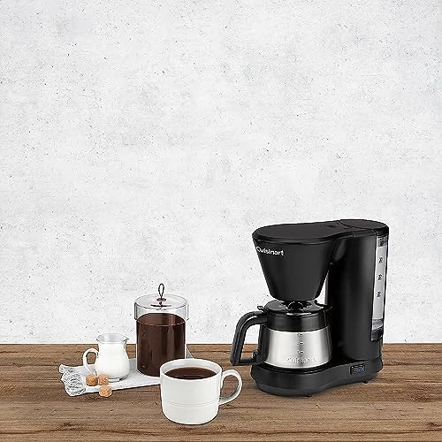 Cuisinart 5-Cup Coffee Maker with Stainless Steel Carafe, Coffee Machine with Removable Water Reservoir, Charcoal Water Filter, 30-Minute Keep Warm, and Brew Pause, DCC-5570NAS, Stainless Steel
