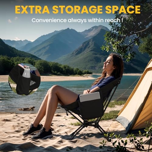 Overmont Ultralight Portable Camping Chair- Lightweight Folding Backpacking Chair, Support up to 330Lbs Compact Beach Chair for Adults with Carry Bag for Backpack Hiking Fishing Outdoor Camp 2pcs
