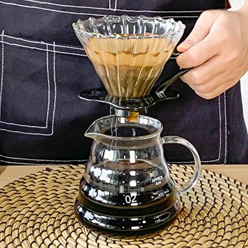 SOTECH Pour Over Coffee Maker Set, Manual Coffee Kit with 600ml Gooseneck Kettle, Filter Holder, Glass Server & Paper Filters, Portable Outdoor Coffee Dripper Gift Set