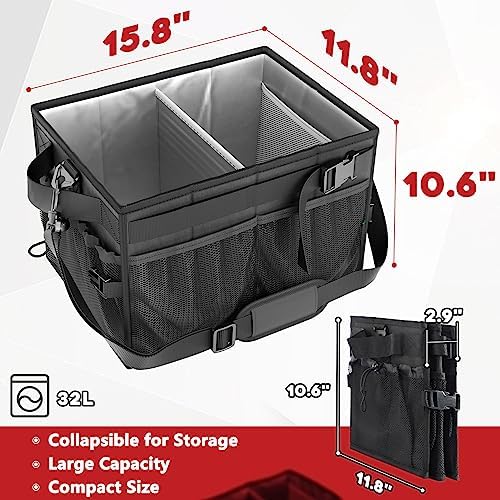 FANGSUN Grill Caddy, Foldable BBQ Caddy with Paper Towel Holder, Black