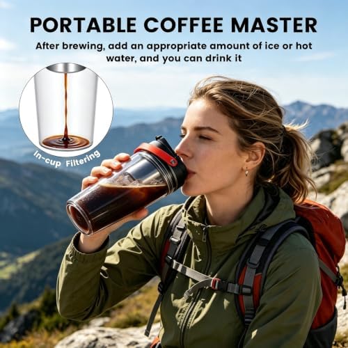 20oz Portable Electric Espresso Maker Travel Mug for Camping, Black