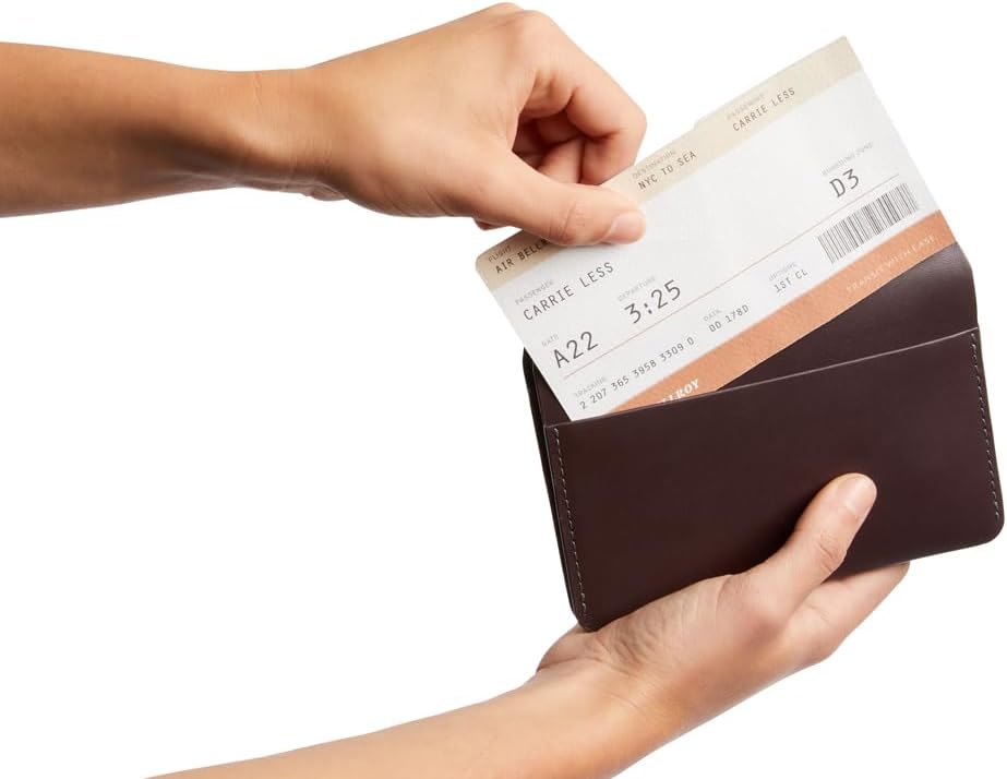 Bellroy Passport Cover (slimline travel wallet/pouch with card slots and space for cash plus travel documents) - DeepPlum