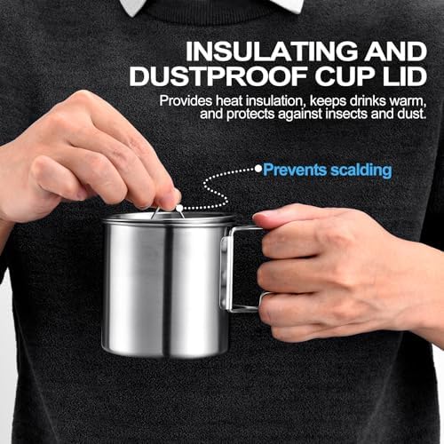 Stainless Steel Camping Cookware Mess Kit - Portable Backpacking Cooking Set with Pot/Plates/Cups & Storage Bag, Outdoor Cookware for Hiking, Picnic, Camping & Backpacking Adventures(8PCS)