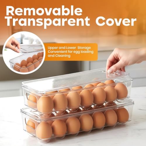 Utopia Home Egg Holder for Fridge, Stackable Egg Container, 4 Pack, Clear