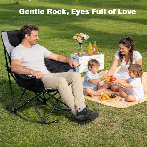 SUNNYFEEL Oversized Folding Rocking Camping Chair 2 Pack, 500lbs Grey