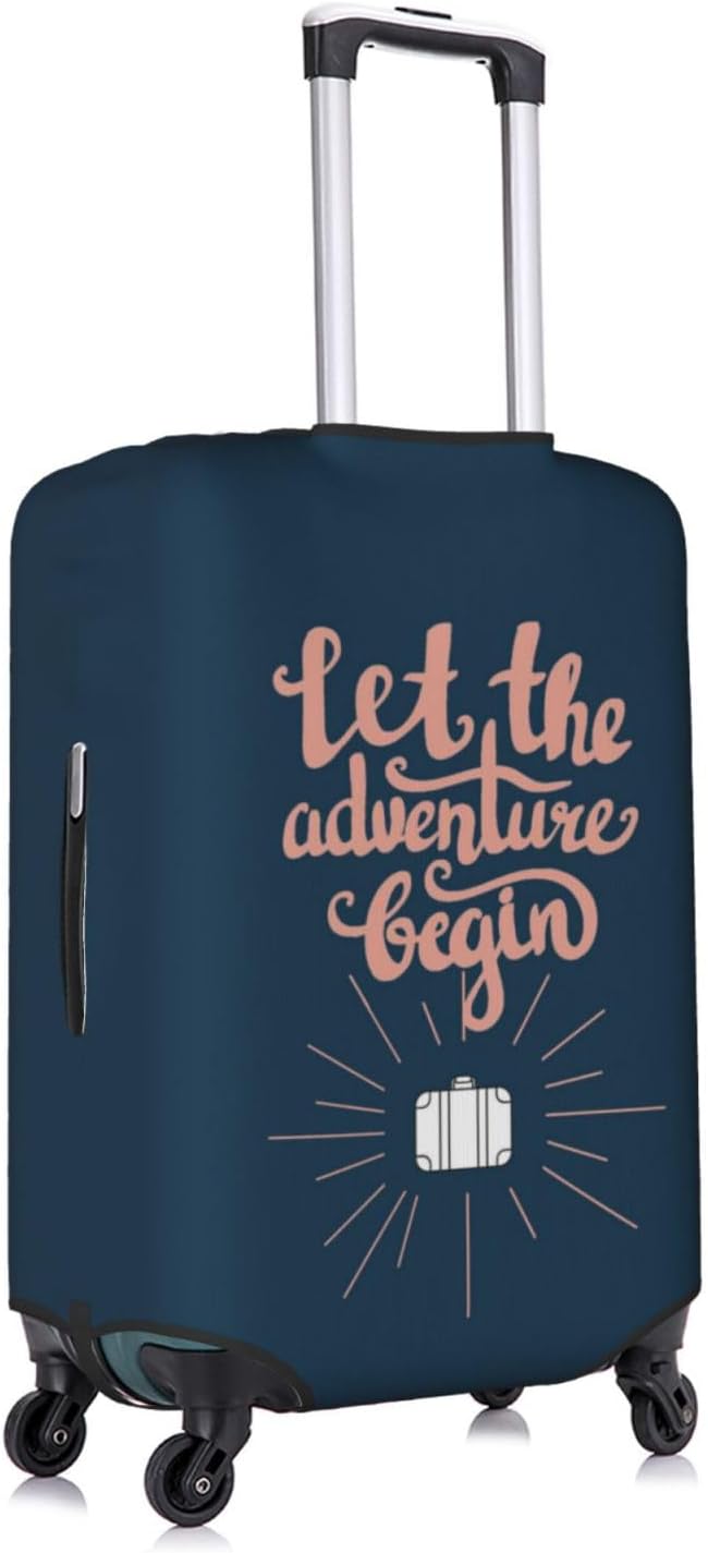 Let The Adventure Begin Luggage Cover Washable Suitcase Protector, Luggage Tag Travel Birthday Gifts For Men Women (M 22-25 Inch Luggage)