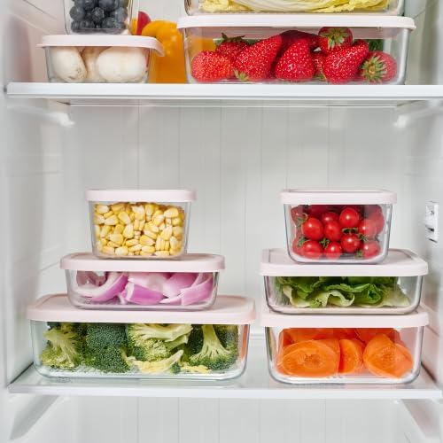 Glass Food Storage Containers with Lids β 12 Piece β 10.5 oz Glass with BPA-Free Leak Resistant Stackable Lids β Microwave, Oven & Dishwasher Safe β Ideal for Meal Prep & More - Berry Blush