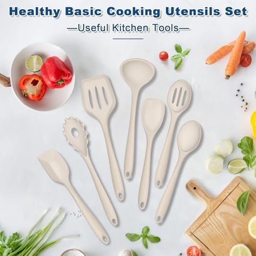 TeamFar Silicone Cooking Utensil Set of 7, Kitchen Cooking Utensil Set