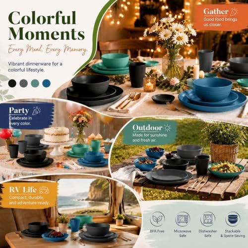 Wrova Wheat Straw Dinnerware Sets, Microwave Safe Plates and Bowls Sets