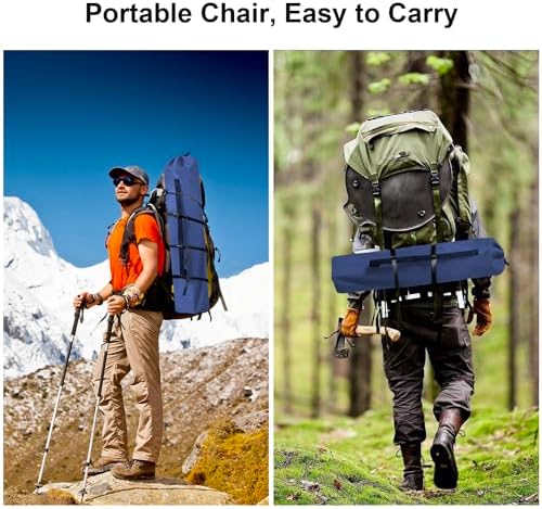2PCS Folding Camping Collapsible Chairs Heavy Duty Lawn Chair with Cooler Bag, Storage Pocket, Waterproof Bag Outdoor Arm Chair, Supports 225LBS, Cyan