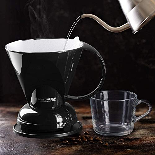 Clever Coffee Dripper | Large 18 oz | Black | BPA-Free | 100 Filters