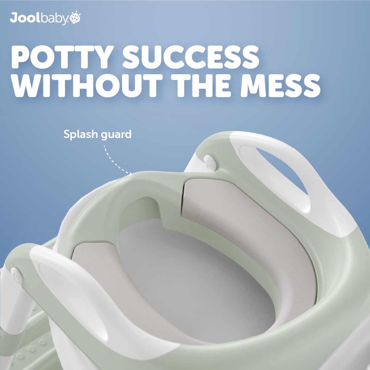Jool Baby Potty Training Seat with 2 Step Ladder for Toddlers - Soft Cushioned Seat & Splash Guard, Adjustable Height (Sage)