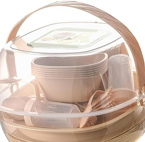 kowaku 48 Pieces Outdoor Dinnerware Set Plates Bowls Forks Spoons Cups Wear Resistant Portable Storage Box Easy to Clean Suitable for Picnic Camping