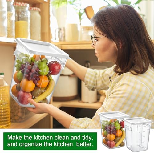 FoldTier 2 Pcs Square Food Storage Containers, White, 22 Qt