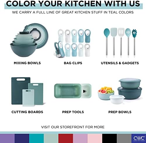 COOK WITH COLOR Silicone Cooking Utensils, Kitchen Utensil Set, Easy to Clean Silicone Kitchen Utensils, Cooking Utensils for Nonstick Cookware, Kitchen Gadgets Set, Mini, Aqua