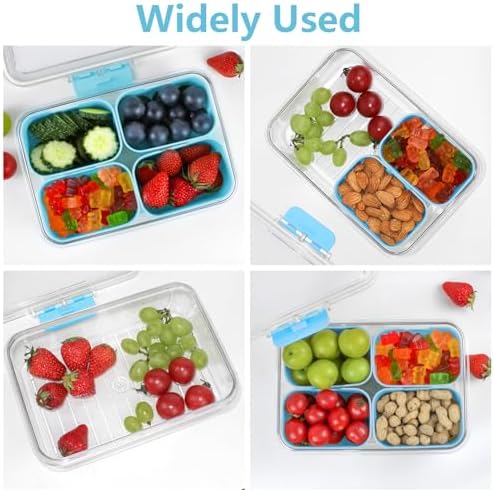 Small Snack Box Container, Divided Serving Tray with Lid, 4 Compartment Snack Box Container for Candy, Fruits, Charcuterie, Travel & Parties, BPA-Free, 2 Pack