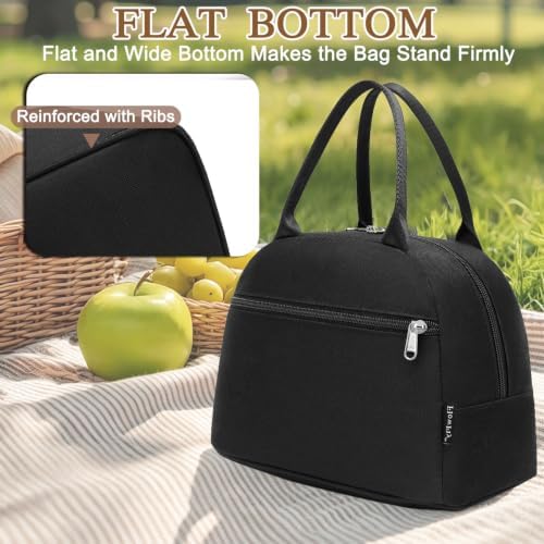 FlowFly Insulated Lunch Cooler Bag - Tote Bag Organizer for Women/Men, Black