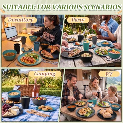 PYRMONT Wheat Straw Plates and Bowls Sets Dishware Sets(40pcs,Nightscape)