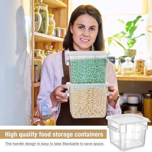 FoldTier 2 Pcs Square Food Storage Containers, White, 6 Qt