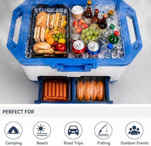 Cooler Basket for Ninja FrostVault 30qt Hard Cooler & Wheeled Coolers, Stainless Steel Storage Dry-Goods Baskets, Coolers Accessories - Camping Trips -Keep Food Dry & Organized.