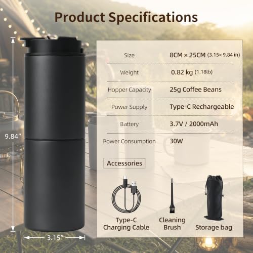 ShanSon Portable Coffee Maker with 38 Adjustable Grind Pour-Over Dripper