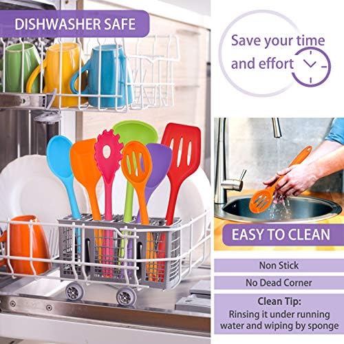 P&P CHEF Multicolor Kitchen Utensils, Silicone Cooking Utensil Set of 7