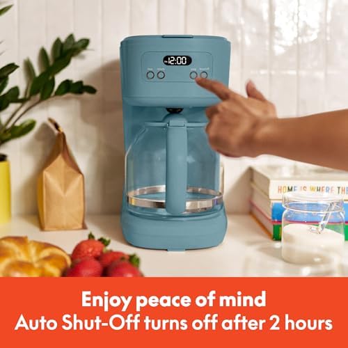 bella 12-Cup Programmable Coffee Maker with No-Drip Glass Carafe, Surf