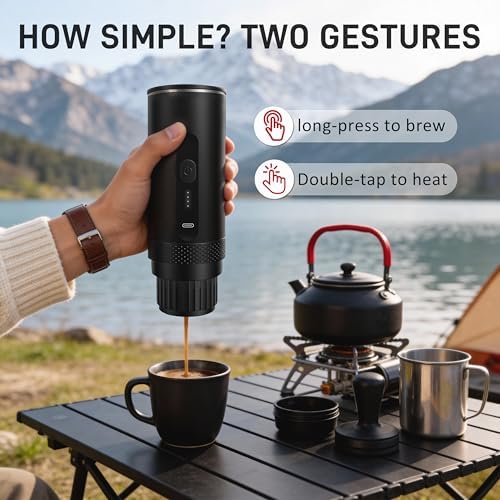 Portable Coffee Maker Electric Espresso Machine, Coffee Espresso Maker for Travel Self-Heating USB-C, Battery Powered with 7800mAh, for Ground Coffee & NS Capsule, for RV, Hiking, Office,Gifts for Men