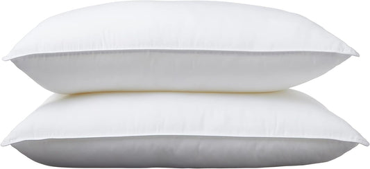 Amazon Basics Down Alternative Pillows for Stomach and Back Sleepers, Soft Density, Standard, Pack of 2, White, 26 in L x 20 in W