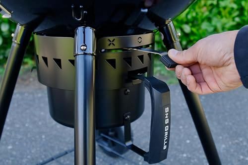 "Slow 'N Sear SnS Grills Black Edition 22"" Charcoal Kettle Grill, Porcelain Enamel, with Deluxe Insert and EasySpin Grate"