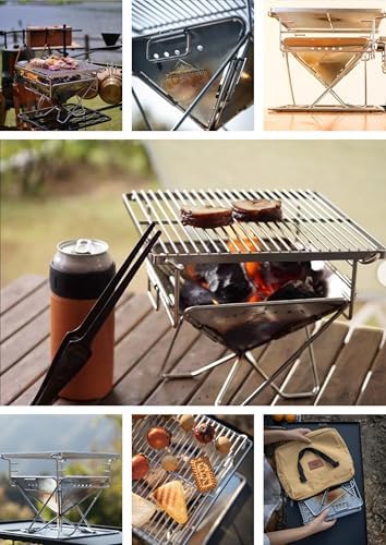 CAMPINGMOON Portable Charcoal Grill Fire Pit Stainless Steel X-MINI-PRO