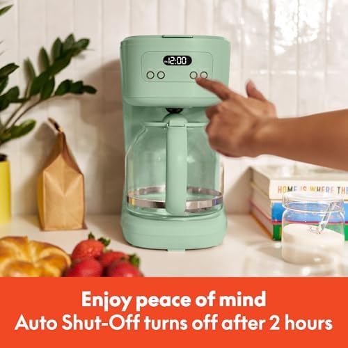 bella 12-Cup Programmable Coffee Maker with No-Drip Glass Carafe, Seaglass