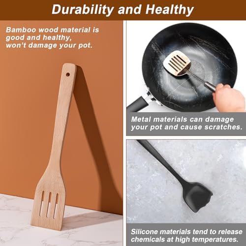 Eisinly 7-Piece Wooden Cooking Spoons, Sturdy Beech Utensil Set