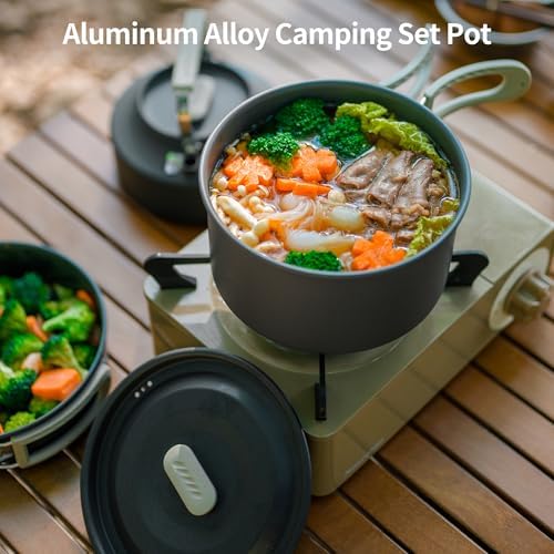 Naturehike Camping Cookware Set Mess Kit for Backpacking Gear, Camp Cooking Set, Camping Pots and Pans Set for Outdoor Backpacking Camping Hiking Picnic