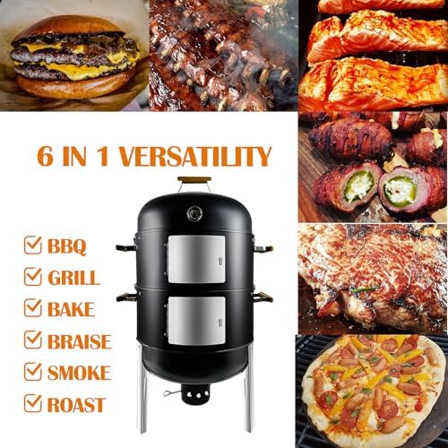 Vertical Charcoal Smoker Grills: Premium 20.5 Inch BBQ Meat Smokers