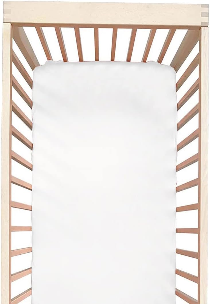 100% Silk Mini Crib Sheet Fitted for Pack N Play or Portable Playard, Soft Smooth Breathable for Baby Hair, Pack of 1 for Boys and Girls, 24 x 38 x 5, White