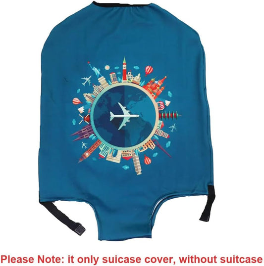 MosaiRudo Thicker Luggage Cover Elastic Suitcase Cover Protector Fits 18-32 Inch Suitcase Travel Accessories (World Travel, XL)