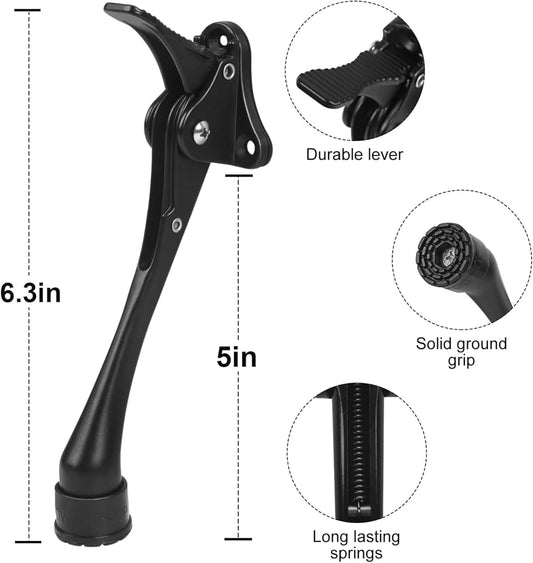 2 Pack 6 Inch Black Kick Down Door Stoppers for Bottom of Door, Heavy Duty Kickdown Door Stop, One Touch Kick Down Door Stoppers