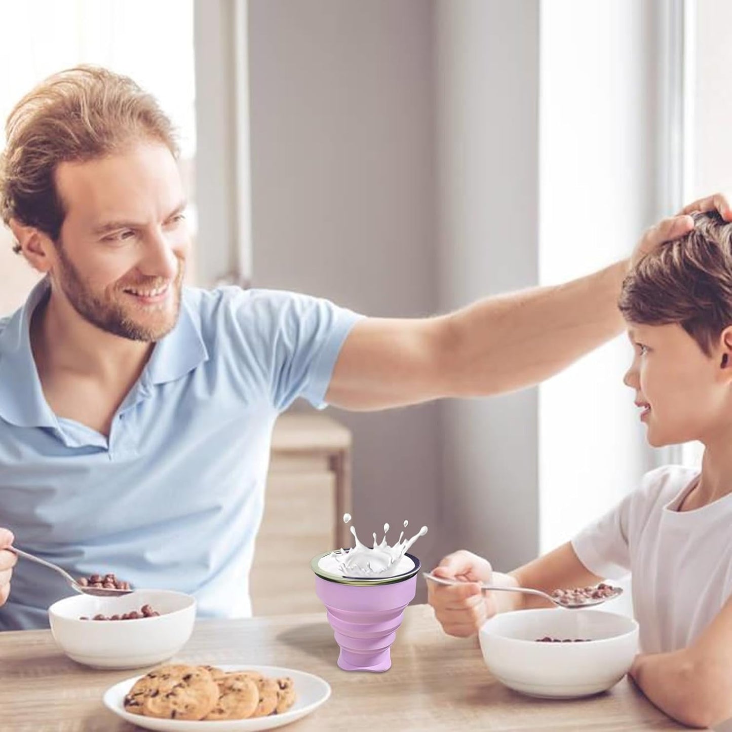 Collapsible Cup Silicone Foldable Cup-Expandable Folding Drinking Reusable Portable Mugs-Cups For Travel, Camping, Hiking, Picnic, Beach, Holiday Vacation, Outdoor Sports Light Purple