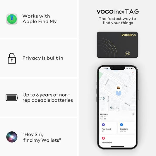 VOCOlinc Air Tag Card Wallet Tracker 1.6mm 2 Pack, Smart Item Finder Work - Image 2