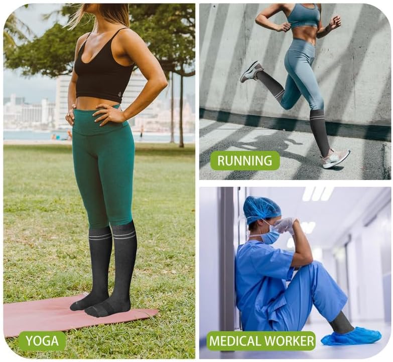 LEVSOX Viscose Made from Bamboo Compression Socks for Pregnant Women 20-30 mmHg Knee High Cute Mens Supports Socks for Travel