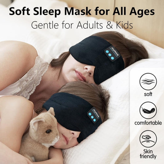 Joythink Sleep Headphones Sleep Mask Kids Children Wireless Music Eye Mask Sleeping Headphones Headband for Side Sleepers Silk Sleep Mask with Wireless Headphones Ultra-Thin Stereo Speakers