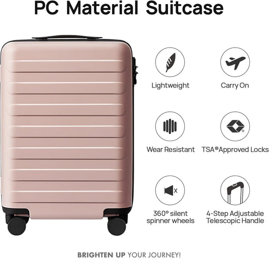 Carry on Luggage 22 X 14 X 9 Airline Approved, 20 Inch Luggage for 3-5 Days Travel, Double Spinner Wheels, 100% Hardshell PC, TSA Lock (04-Pink (Basic), Carry-On 20-Inch)