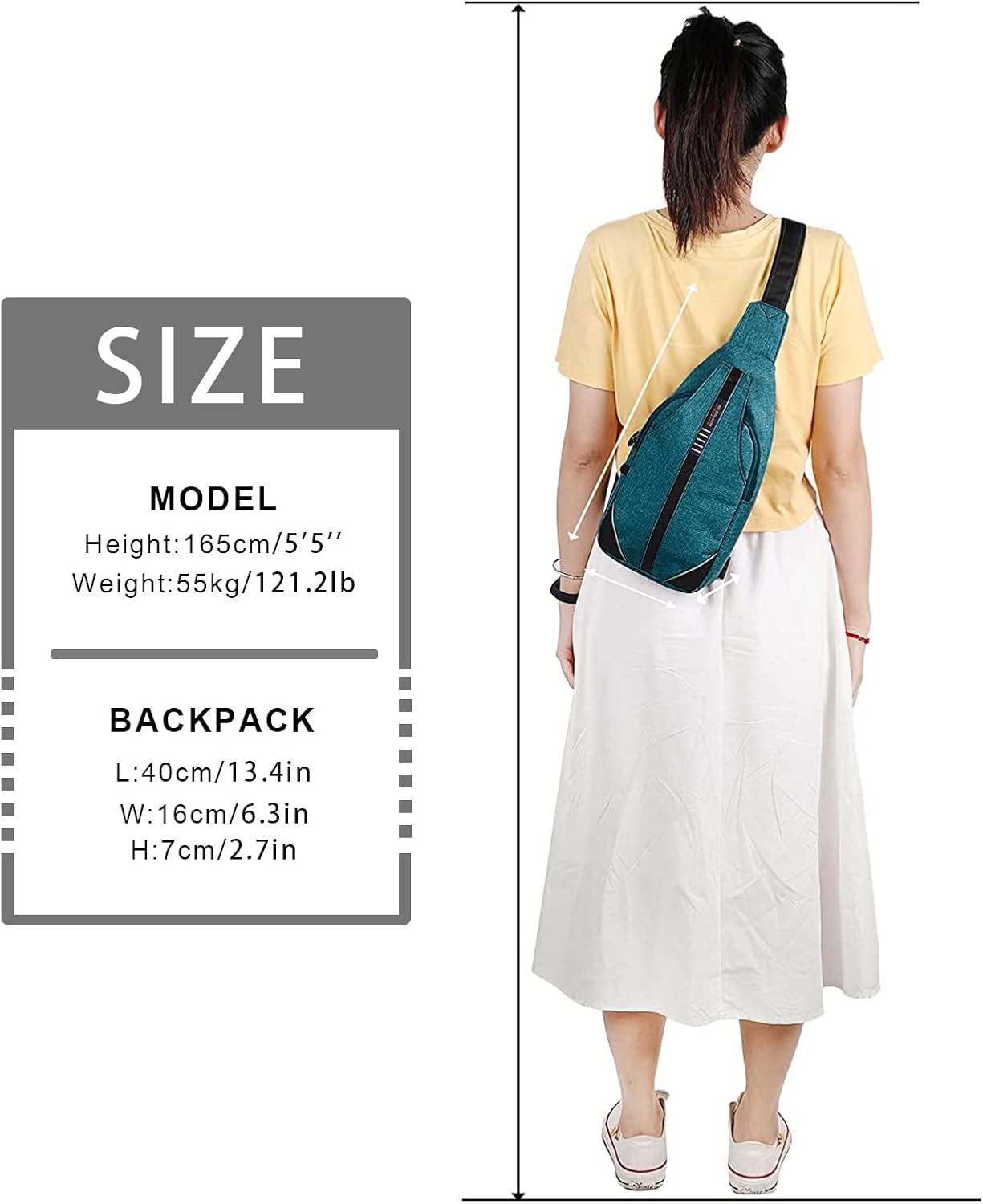 WATERFLY Small Crossbody Sling Backpack Anti Theft Backpack for Traveling Chest Shoulder Bag